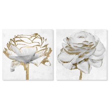 Oliver Gal Signature White Gold Peony Framed On Canvas by Oliver